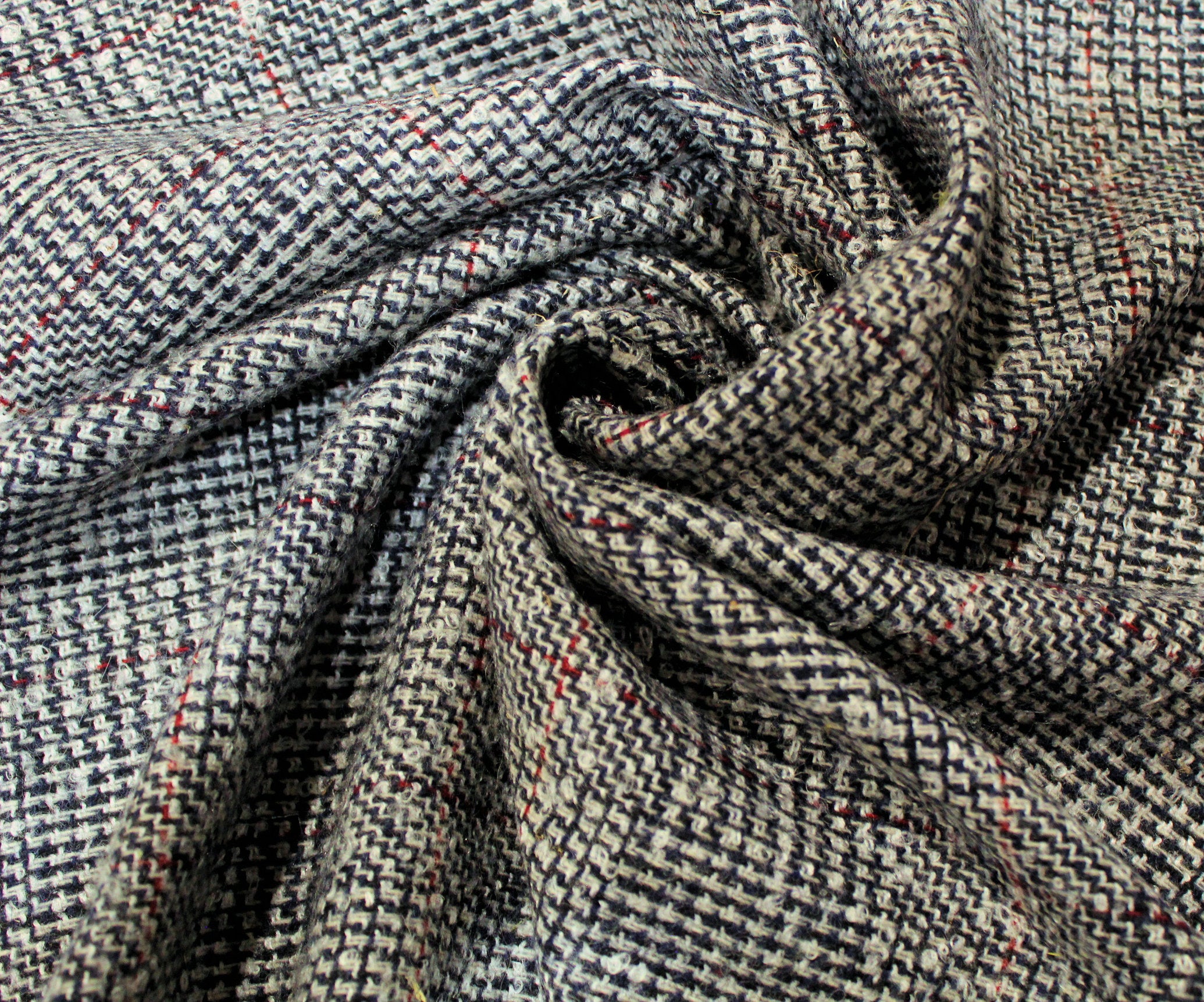 Black and White Wool Fabric with Color Flecks